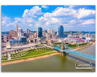 Pôster do horizonte de Cincinnati: arte de parede da paisagem urbana de Ohio