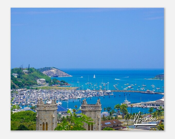 Nouméa New Caledonia Travel Poster Wall Art | Fol Hill Noumea Home Decor | Nouméa Coast Digital Print | Nouméa Skyline Hanging Photo Present