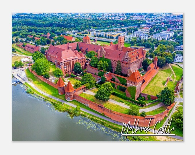 Malbork Castle Poland Travel Poster Wall Art | Malbork Castle Home Decor | Malbork Castle Nogat River Print Grand Masters Photo Present