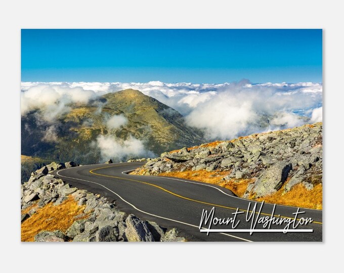 Mount Washington Poster New Hampshire Print Wall Art | Mountain Home Decor Gift Present | Mount Washington Horizontal Travel Photo Print