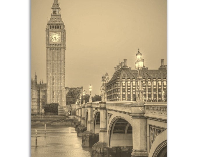London England Poster Vintage Print | Retro London UK Sepia Photo Gift | London Wall Art Home Decor | Vertical London Travel City Souvenir