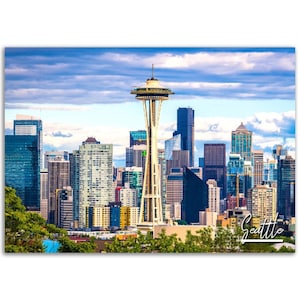 Seattle Poster Print Wall Art | Seattle Home Decor | Seattle Digital Print Collectible | Seattle Horizontal | Seattle Hangings Travel Photo