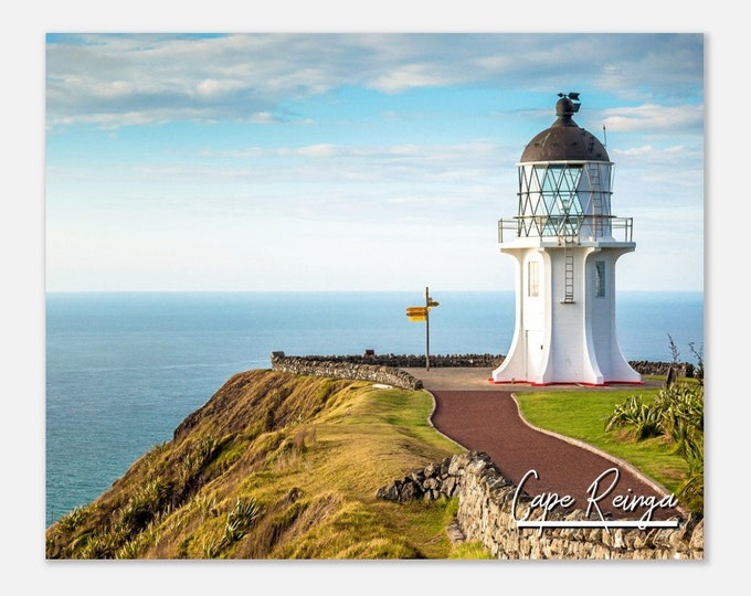 Cape Reinga New Zealand Coast Travel Poster Wall Art | Cape Reinga Lighthouse Home Decor Print | Cape Reinga Horizontal Hangings Photo Gift