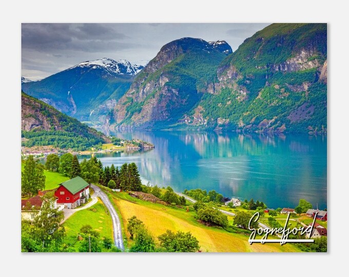 Sognefjord Mountain Norway Travel Poster Print Wall Art | Sognefjord Home Decor | Sognefjord Countryside Print | Sognefjord Colorful Photo