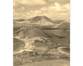Vintage Galapagos Islands Sepia Poster: Caribbean Travel Print