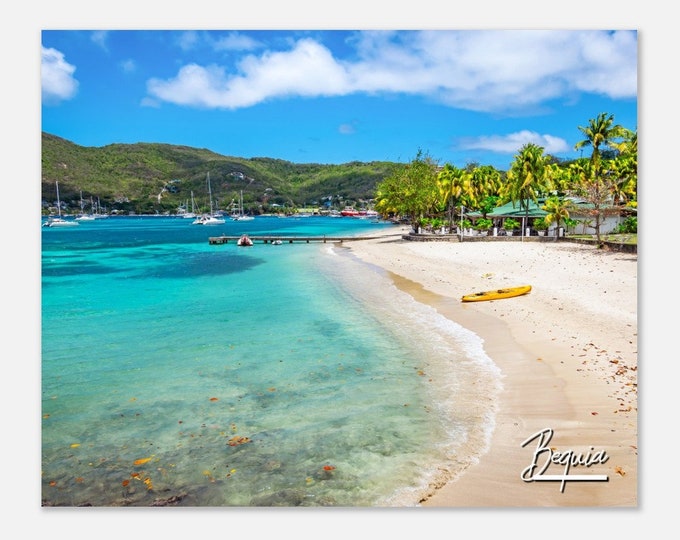 Bequia Saint Vincent and the Grenadines Travel Poster Wall Art | Bequia Home Decor | Bequia Beach Print Horizontal | Bequia Coast Photo Gift