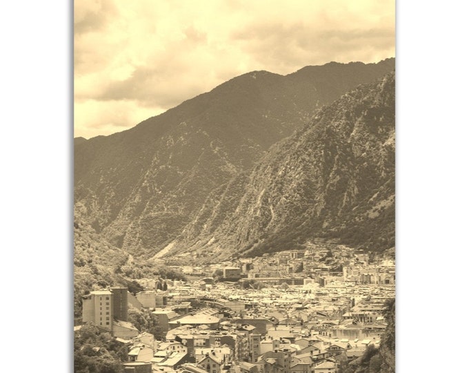 Vintage Andorra Poster Print | Retro Andorra Glam Black White Sepia Photo Gift | Andorra Wall Art Home Decor | Vertical Andorra City Poster