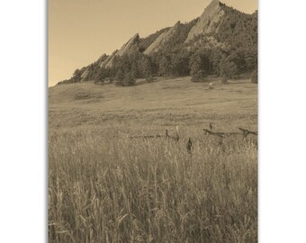 Boulder Colorado Poster Vintage Print | Retro Nature Sepia Photo Gift | Mountain Wall Art Home Decor | Vertical Boulder Travel Photo Poster