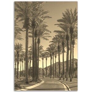 Palm Springs Poster California Vintage Print | Retro Palm Springs Sepia Gift | Palm Springs Wall Art Home Decor | Vertical Travel Photo