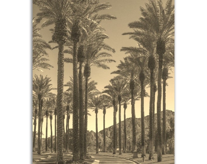 Palm Springs Poster California Vintage Print | Retro Palm Springs Sepia Gift | Palm Springs Wall Art Home Decor | Vertical Travel Photo