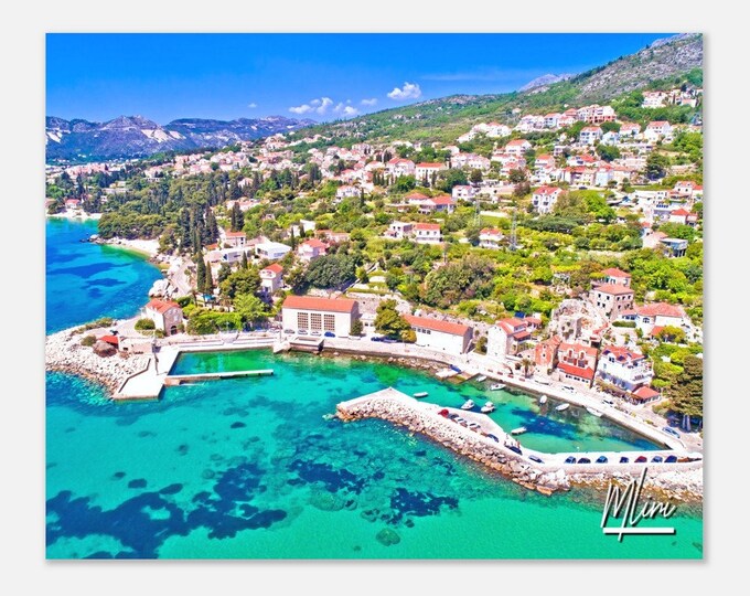 Mlini Croatia Skyline Poster Wall Art | Mlini Coast Home Decor | Mlini Digital Print | Mlini Village Waterfront | Mlini Hanging Travel Photo