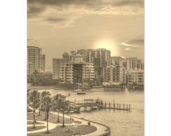 Vintage Sarasota Florida Poster: Retro Sepia Travel Print