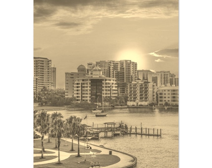 Vintage Sarasota Poster Print | Retro Sarasota Black White Sepia Photo | Sarasota Wall Art Home Decor | Sarasota Florida Travel  Poster Gift