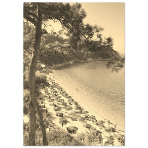 Vintage Samos Greece Beach Travel Poster Print Wall Art | Retro Samos Coast  Home Decor | Samos Pines Print Vertical | Samos Sepia Photo