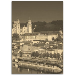 Vintage Passau Germany Poster Print | Retro Passau Black White Sepia Photo Gift | Passau Wall Art Home Decor | Vertical Passau Travel Poster