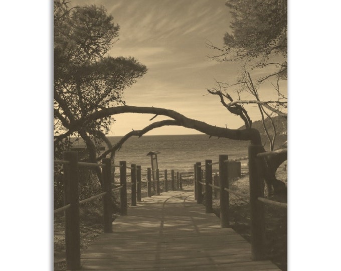 Ibiza Spain Poster Vintage Print | Retro Ibiza Beach Black and White Sepia Photo Gift | Ibiza Wall Art Home Decor | Vertical Ibiza Photo