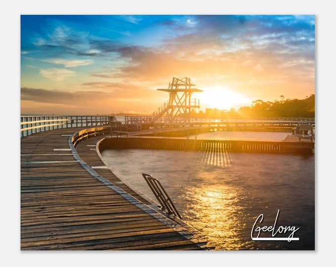 Geelong Australia Poster Wall Art | Geelong Home Decor | Geelong Sunrise Landscape Print | Geelong Wooden Bridge | Geelong Hangings Photo