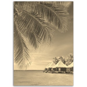 Fiji Poster Vintage Print | Retro Fiji Beach Oceania Sepia Photo Gift | Fiji Wall Art Home Decor | Vertical Fiji Travel Present Souvenir