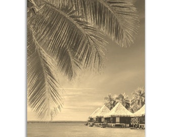 Fiji Poster Vintage Print | Retro Fiji Beach Oceania Sepia Photo Gift | Fiji Wall Art Home Decor | Vertical Fiji Travel Present Souvenir