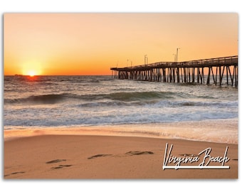 Virginia Beach-poster zonsondergang: muurkunst kust