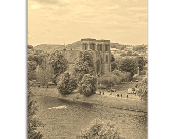 Vintage Inverness Scotland Poster: Sepia River Ness Print