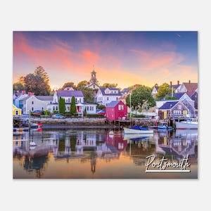 Portsmouth Poster New Hampshire Print Wall Art | Coastal Home Decor Gift Hangings | USA Collectibles | Portsmouth Horizontal Travel Poster