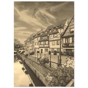 Vintage Estrasburgo Francia cartel de viaje impresión arte de la pared / Retro Estrasburgo ciudad decoración del hogar / Estrasburgo impresión costa / Estrasburgo Sepia foto