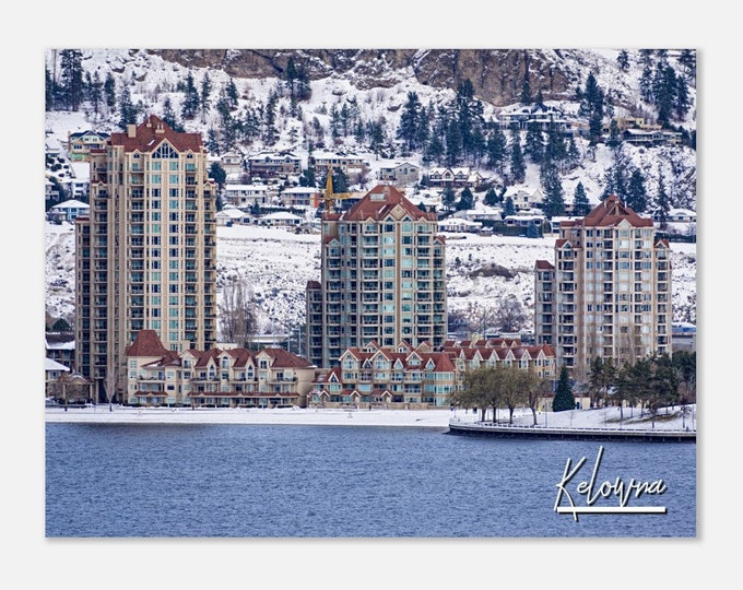 Kelowna Canada Poster Wall Art | Kelowna Home Decor | Kelowna Winter Print | Kelowna Okanagan Lake Horizontal | Kelowna Hanging Travel Photo