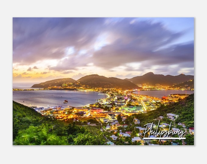 Philipsburg Sint Maarten Travel Poster Wall Art | Philipsburg Landscape Home Decor Coast Print | Philipsburg Horizontal Hanging Photo Gift
