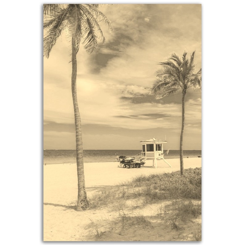 Vintage Fort Lauderdale Poster Florida Print Retro Tropical Beach Sepia