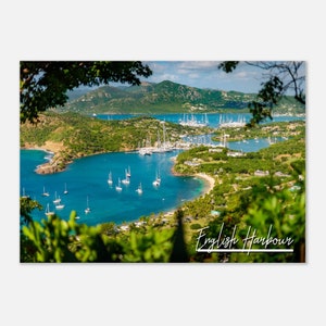 English Harbour Antigua and Barbuda Travel Poster Wall Art | English Harbour Boats Home Decor Skyline Print | English Harbour Coast Photo