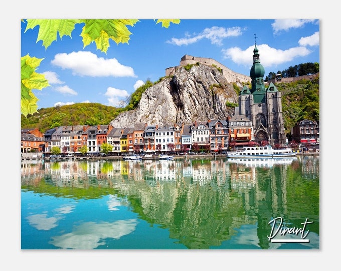 Dinant Belgium Travel Poster Wall Art | Dinant Home Decor | Dinant Digital Print | Dinant Meuse River Collegiale Notre Dame Belgium Photo