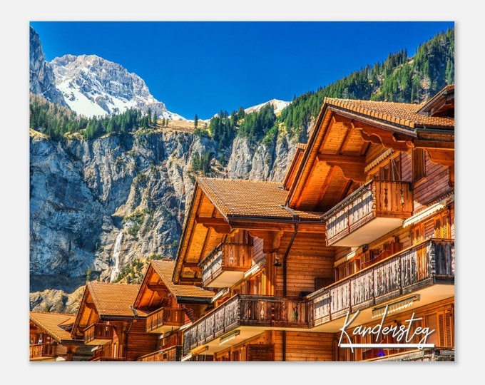 Kandersteg Switzerland Poster Print Wall Art | Kandersteg Village Home Decor Wooden Houses | Kandersteg  Alpine | Kandersteg Travel Photo