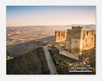 Caltanissetta Italy Poster Wall Art | Caltanissetta Home Decor | Caltanissetta Medieval Castle Horizontal | Caltanissetta Travel Photo