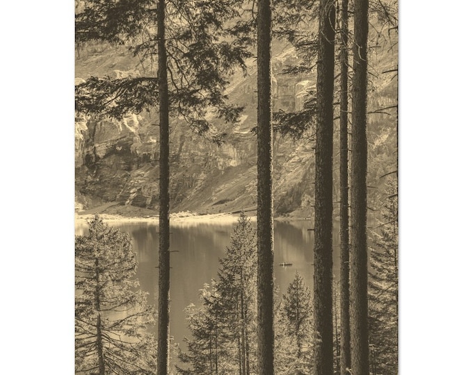 Vintage Kandersteg Switzerland Travel Poster Print Wall Art | Retro Kandersteg Forest Home Decor Print | Kandersteg Seascape Sepia Photo Art