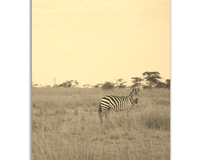Maasai Mara Poster Kenya Vintage Print | Retro Zebra Black White Sepia Photo Gift | Safari Wall Art Home Decor | Vertical Maasai Mara Photo