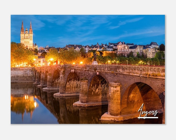 Angers France Poster Print Wall Art | Angers Town Home Decor | Angers Coast Digital Print | Angers Bridge Horizontal | Angers Travel Photo