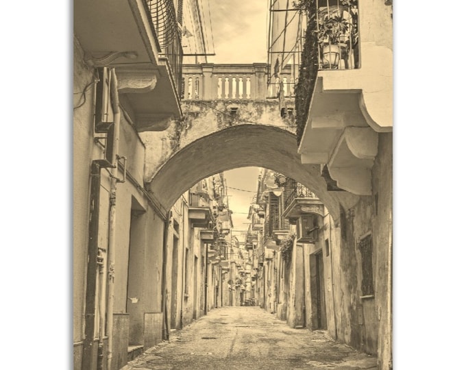 Abruzzo Italy Poster Vintage Print | Retro City Street View Sepia Photo Gift | Abruzzo Wall Art Home Decor | Vertical Abruzzo Travel Photo