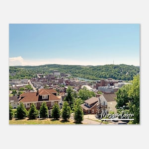 Morgantown West Virginia USA Travel Poster Wall Art | Morgantown Downtown Home Decor Digital Print | Morgantown Skyline Horizontal Photo Art
