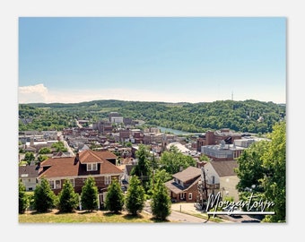 Morgantown West Virginia USA Travel Poster Wall Art | Morgantown Downtown Home Decor Digital Print | Morgantown Skyline Horizontal Photo Art