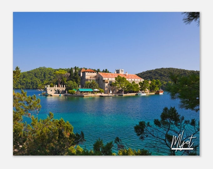 Mljet Croatia Poster Wall Art | Mljet Monastery Home Decor | Mljet Digital Print | Lake at Island Landscape | Mljet Hangings Travel Photo
