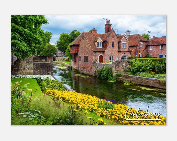 Canterbury England Poster Wall Art Canterbury Home Decor | Canterbury Print Collectible Stour River Banks Skyline | Canterbury Travel Photo
