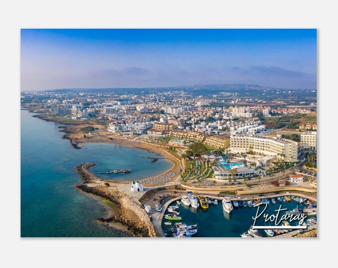 Protaras Cyprus Poster Wall Art | Protaras Home Decor | Protaras Digital Print | Harbor Beach Protaras Cyprus | Protaras Travel Photo