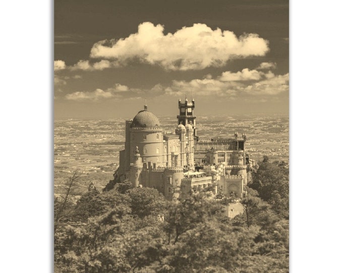 Sintra Portugal Poster Vintage Print | Retro Sintra Castle Sepia Photo Gift | Sintra Wall Art Home Decor | Vertical Travel Photo Poster
