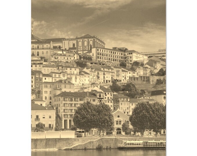 Vintage Coimbra Portugal Travel Poster Print Wall Art | Retro Coimbra Coast Home Decor | Coimbra City Vertical Mountain Sepia Photo Gifts