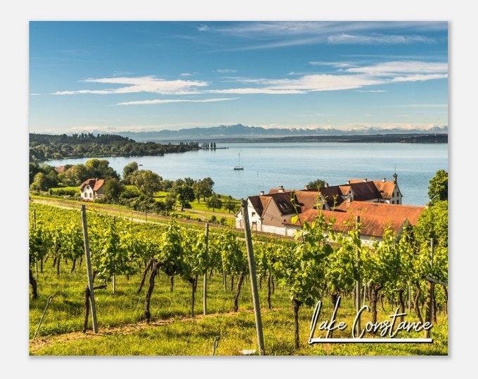Lake Constance Germany Poster Print Wall Art | Lake Constance Vine Home Decor Print | Lake Constance Landscape Skyline Travel Photo Present