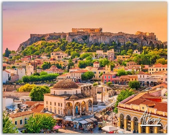 Athens Poster Print Cityscape Wall Art | Akropolis Photo Greek Home Decoration | Greece Traveler Gift | Athens Horizontal Photography Poster