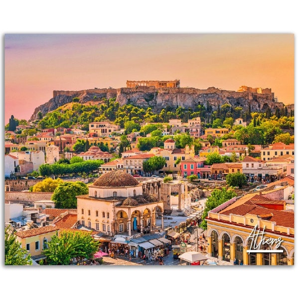 Athens Poster Print Cityscape Wall Art | Akropolis Photo Greek Home Decoration | Greece Traveler Gift | Athens Horizontal Photography Poster
