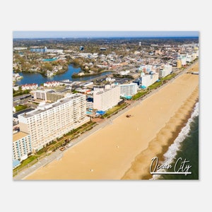 Ocean City Skyline Cityscape Maryland Poster Print Wall Art | Ocean City Home Decor Gift Hangings | Ocean City Horizontal Travel Photo Print