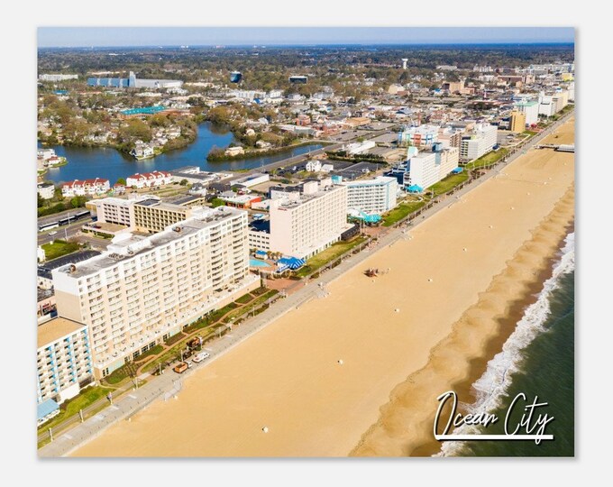 Ocean City Skyline Cityscape Maryland Poster Print Wall Art | Ocean City Home Decor Gift Hangings | Ocean City Horizontal Travel Photo Print